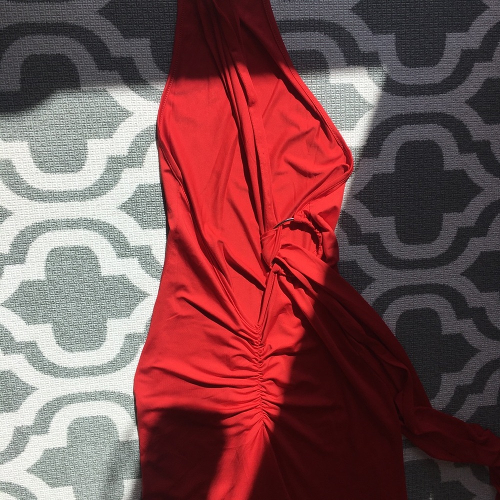 S (4) Red One Shoulder Maxi backless Dress Gown Formal - Picture 5 of 13